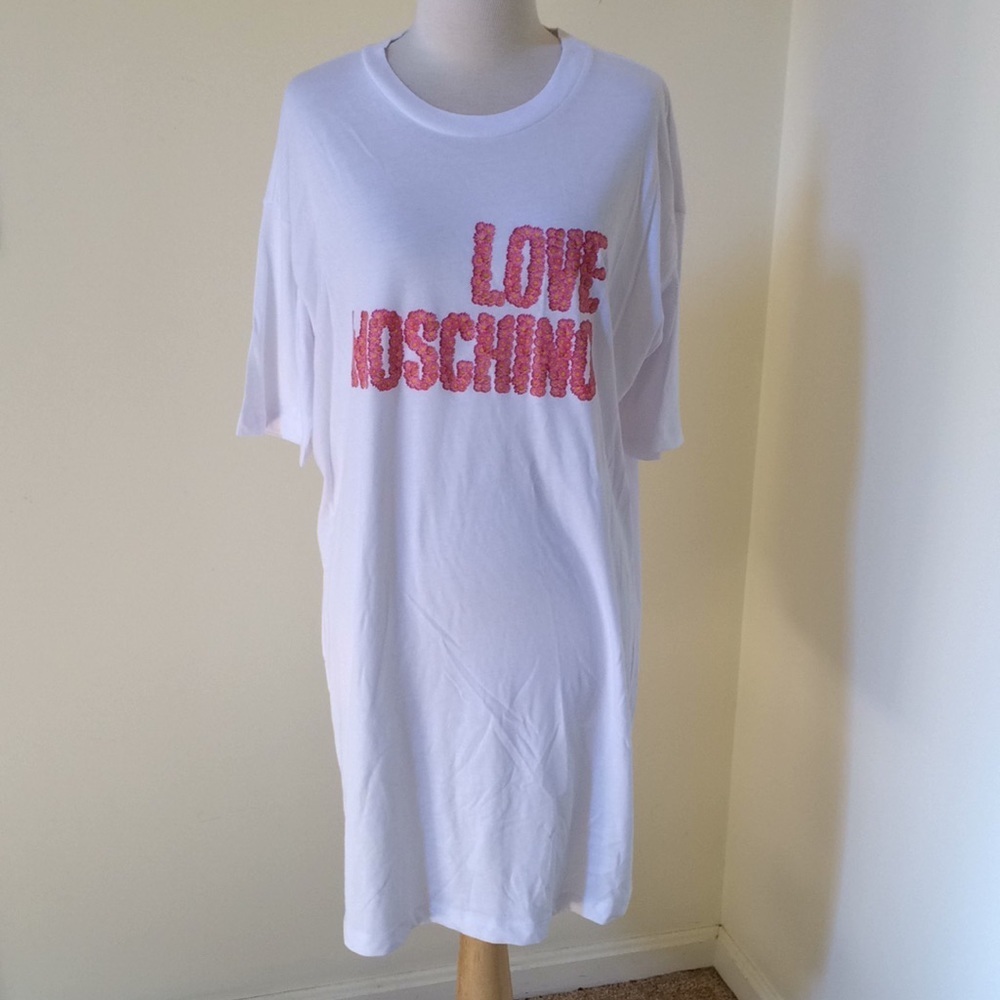 LOVE MOSCHINO Size 8 white t shirt dress